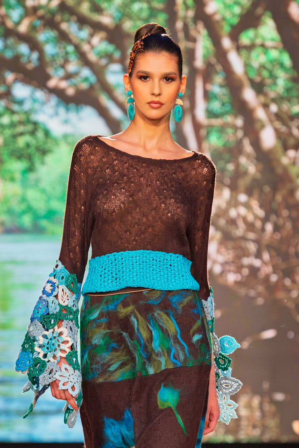 Bluza tricot cu garnitură croșetată – CTN-67